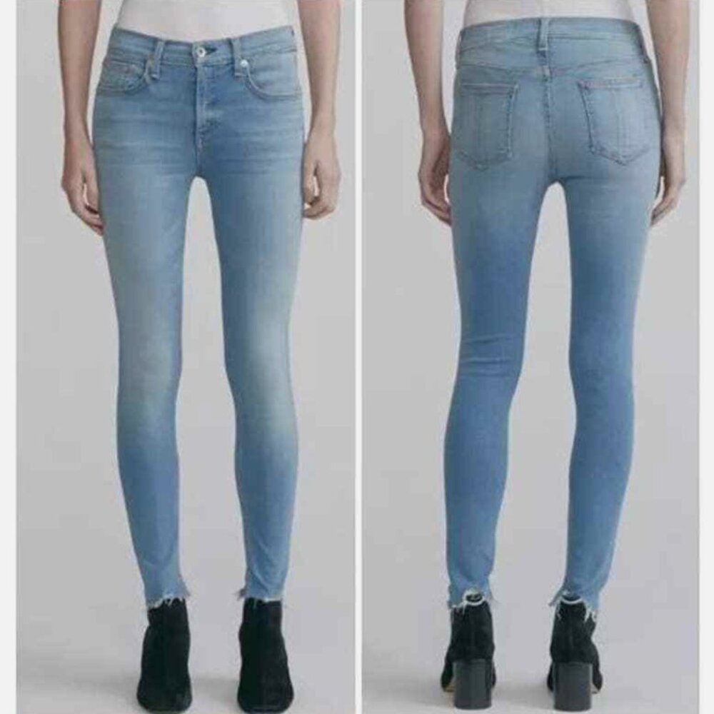 Rag & Bone Destroyed Hem Skinny Jeans